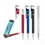 Ballpoint pen with phone holder clip