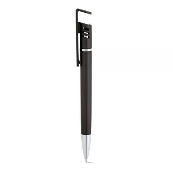 Ballpoint pen with phone holder clip