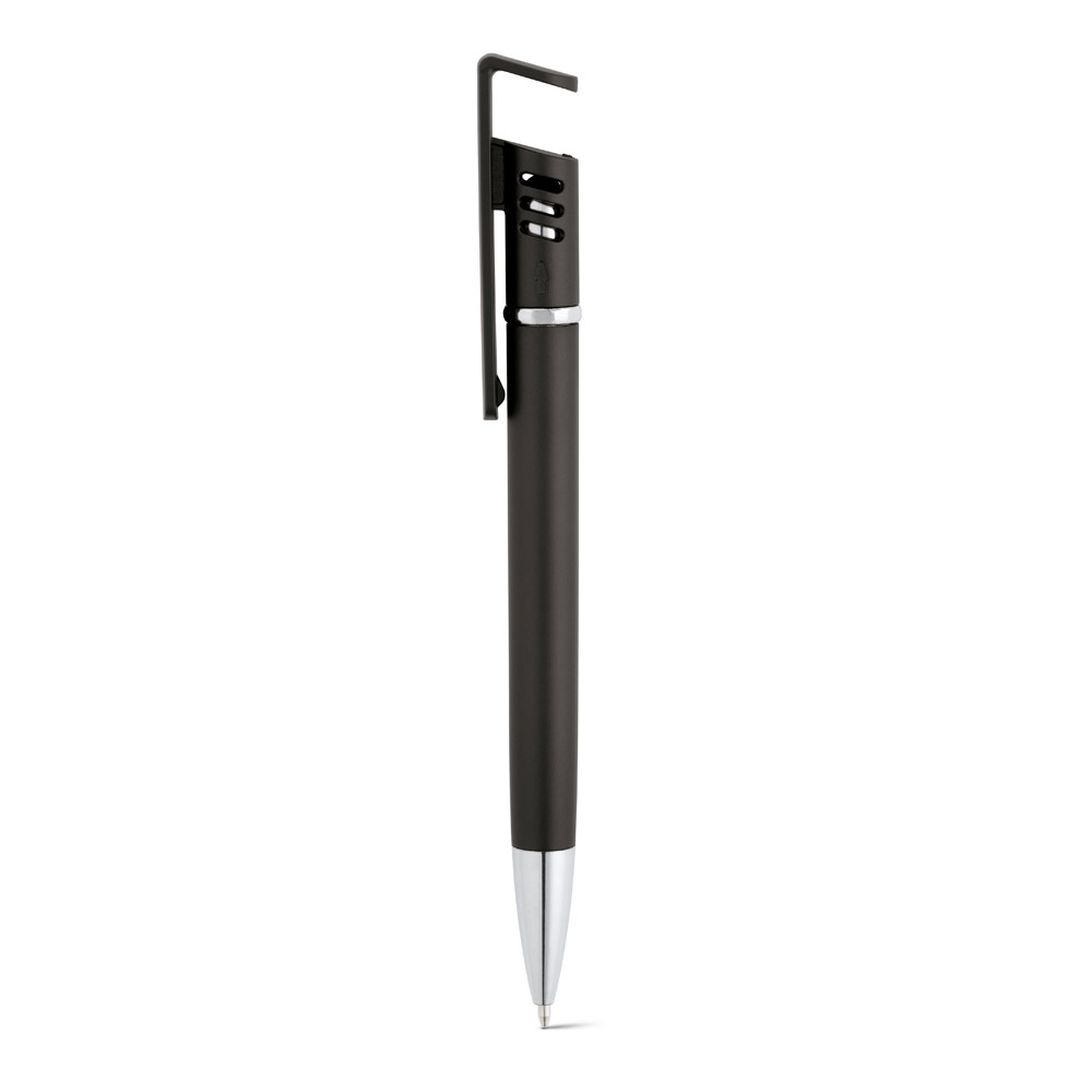 Ballpoint pen with phone holder clip