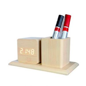 Wooden Clock with Pen